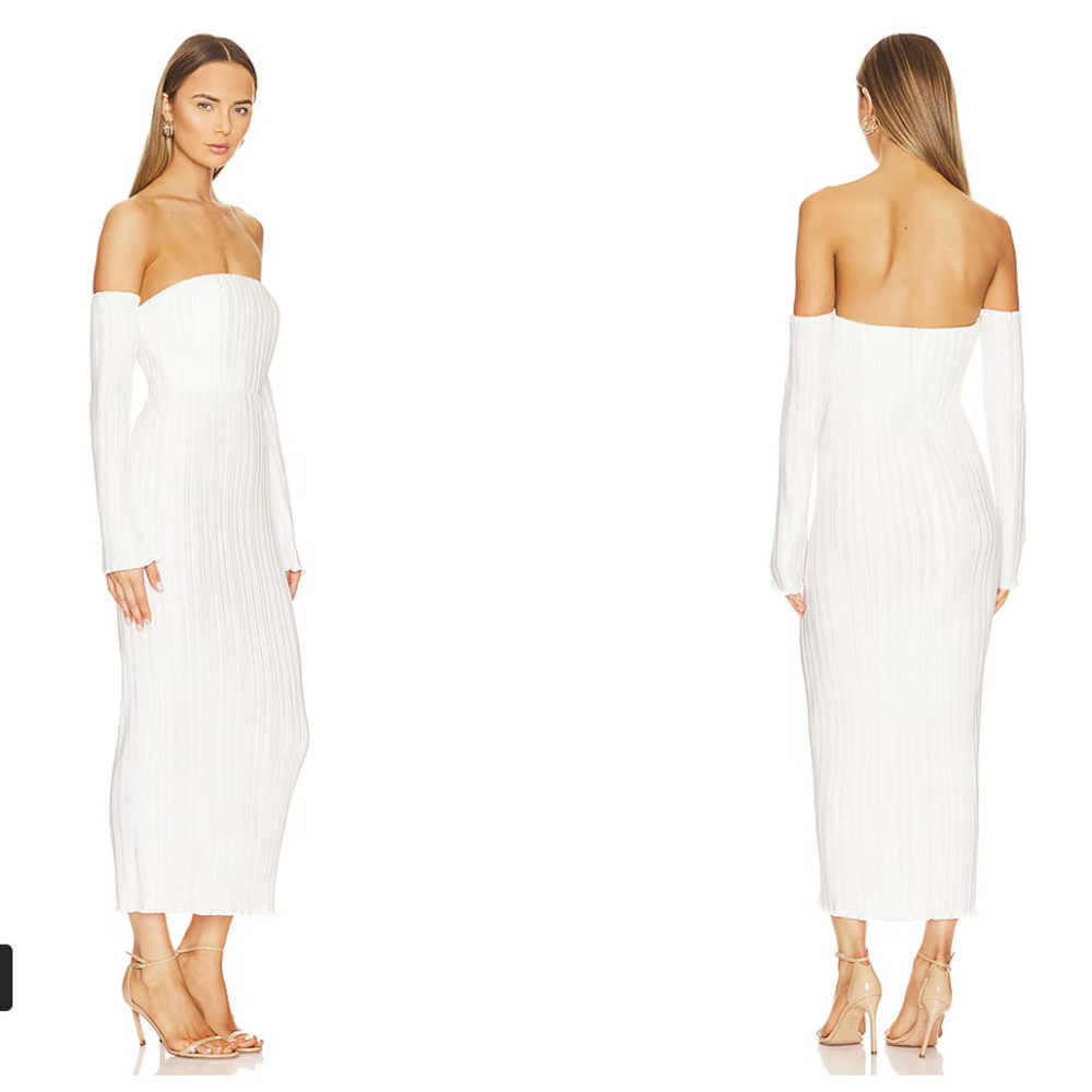 Nwt L'idee Gatsby Pleated Dress Gown Us 6 Bone #1b602 — image 3 of 8